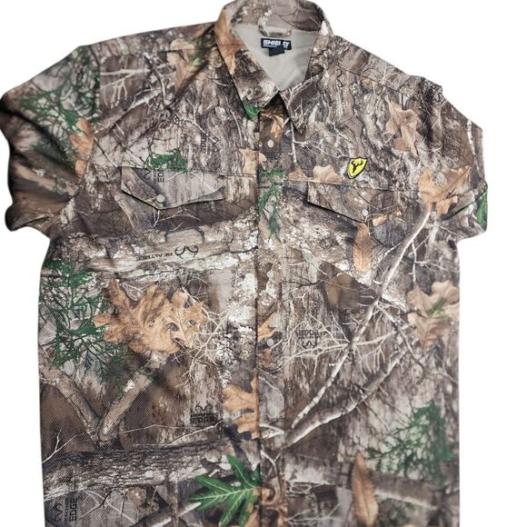 Shield Series Men 2XL Camo Hunting Shirt Long Sleeve Button Up Realtree Edge Top - Picture 4 of 15